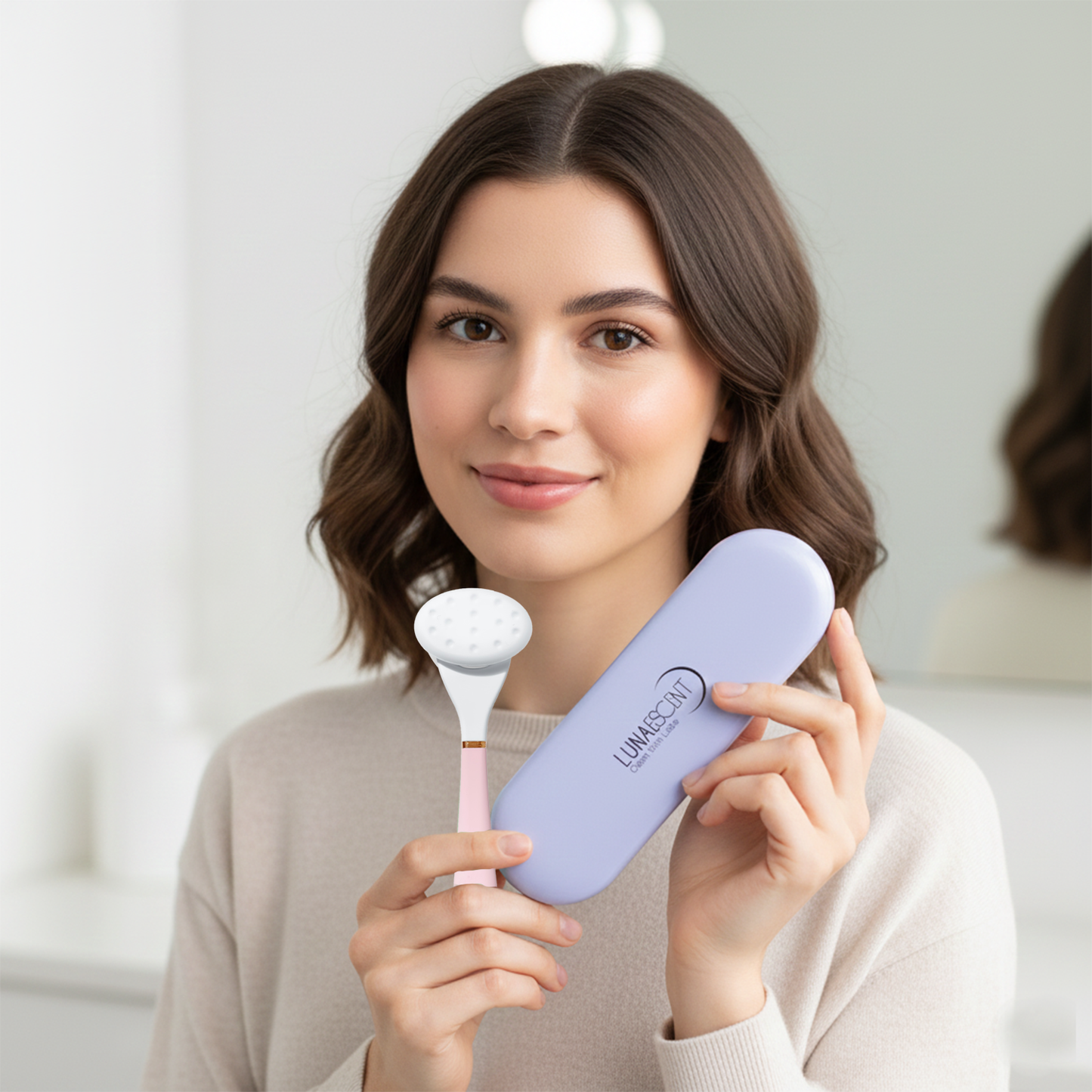 LUNAESCENT Touch-Free Skincare Applicator with Spatula + Carry Case with Mirror