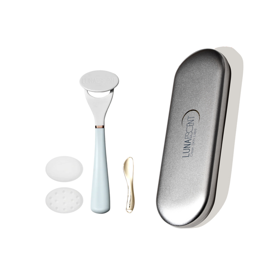LUNAESCENT Touch-Free Skincare Applicator with Spatula + Carry Case with Mirror